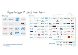 8© 2016 IBM Corporation
Associate
Source: https://www.hyperledger.org/about/members
Updated April 2017
Premier General
Hyperledger Project Members
 