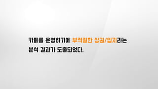 카페를 운영하기에 부적절한 상권/입지라는
분석 결과가 도출되었다.
 