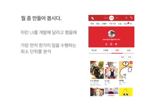 HTML, CSS를 어떻게든 셋팅한 후
자바스크립트를 이어서 테스트
UI 테스트에 대한 자원 준비 없이
곧바로 컴포넌트를 테스트
 