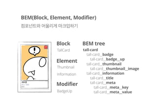 뭘 좀 만들어 봅시다.
이런 UI를 개발해 달라고 했을때
가장 먼저 한가지 일을 수행하는
최소 단위를 분석
 