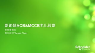 1
斷路器ACB&MCCB老化診斷
配電事業部
產品經理 Teresa Chen
 