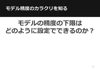 モデル精度のカラクリを知る
モデルの精度の下限は
どのように設定でできるのか？
72
 
