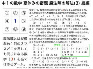 数学で 魔法陣 問題の解き方と解答 中学校1年生 組み合わせ