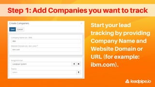 Quick Steps to Start Lead Tracking 