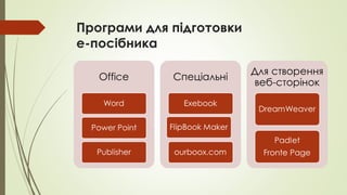 Програми для підготовки
е-посібника
 