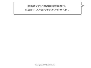 Copyright (c) 2017 Guild Works Inc.
関係者それぞれの期待が異なり、
出来たモノと違っていたと分かった。
 