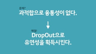 과적합으로융통성이없다.
DropOut으로
유연성을획득시킨다.
문제?
해결!
 