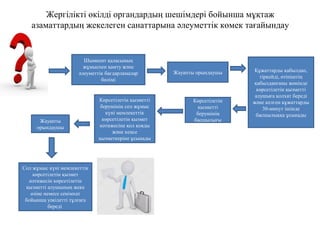 Жергілікті өкілді органдардың шешімдері бойынша мұқтаж
азаматтардың жекелеген санаттарына әлеуметтік көмек тағайындау
Шымкент қаласының
жұмыспен қамту және
әлеуметтік бағдарламалар
бөлімі
Көрсетілетін
қызметті
берушінің
басшылығы
Көрсетілетін қызметті
берушінің сол жұмыс
күні мемлекеттік
көрсетілетін қызмет
нәтижесіне қол қояды
және кеңсе
қызметкеріне ұсынады
Жауапты орындаушы
Сол жұмыс күні мемлекеттік
көрсетілетін қызмет
нәтижесін көрсетілетін
қызметті алушының жеке
өзіне немесе сенімхат
бойынша уәкілетті тұлғаға
береді
Құжаттарды қабылдап,
тіркейді, өтініштің
қабылданғаны жөнінде
көрсетілетін қызметті
алушыға қолхат береді
және келген құжаттарды
30-минут ішінде
басшылыққа ұсынады
Жауапты
орындаушы
 