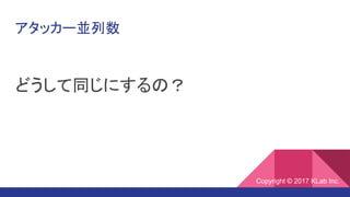 アタッカー並列数
どうして同じにするの？
Copyright © 2017 KLab Inc.
 