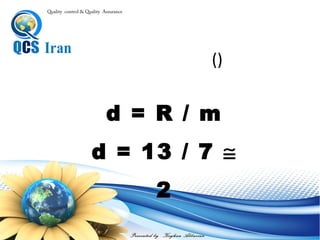 Presented by : Keyhan Abbasian
Quality control & Quality Assurance
10  12
12  14
14  16
16  18
18  20
20  22
22  24
‫هيستوگرام‬ ‫ترسيم‬ ‫نحوه‬
(‫محاسبه‬‫ها‬‫دسته‬ ‫حدود‬)
 