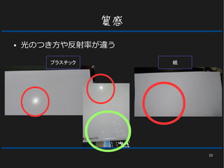 10
質感
● 光のつき方や反射率が違う
紙プラスチック
 