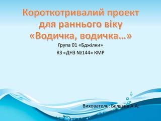 Група 01 «Бджілки»
КЗ «ДНЗ №144» КМР
Вихователь: Бєляєва А.А.
 
