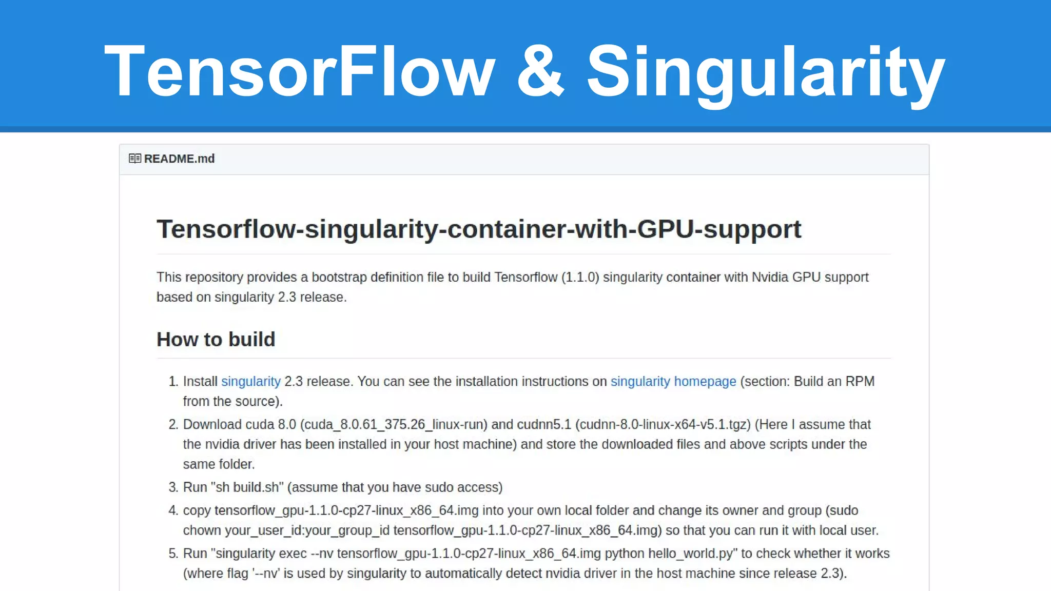 TensorFlow & Singularity
 