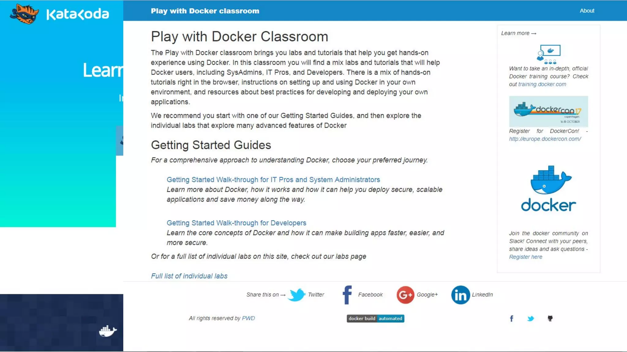 Docker 線上自學網站
Docker 從入門到實踐
gitbook.com/book/philipzheng/docker_p
ractice/
 