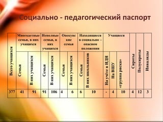 Социально - педагогический паспорт
 