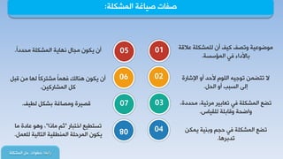 ‫جٌّشىٍس‬ ‫ط١حغس‬ ‫طفحش‬:
‫سجذوح‬:‫جٌّشىٍس‬ ً‫د‬ ‫خـٛجش‬
‫هاللس‬ ‫ٌٍّشىٍس‬ ْ‫أ‬ ‫و١ف‬ ‫ٚضظف‬ ‫ِٛػٛه١س‬
‫جٌّإعغس‬ ٟ‫ف‬ ‫ذحألدجء‬.
‫جإلشحسز‬ ٚ‫أ‬ ‫ألدذ‬ ٌٍَٛ‫ج‬ ٗ١‫ضٛؾ‬ ّٓ‫ضطؼ‬ ‫ال‬
ً‫جٌذ‬ ٚ‫أ‬ ‫جٌغرد‬ ٌٝ‫ئ‬.
،‫ِذذدز‬ ،‫ِشت١س‬ ‫ضوحذ١ش‬ ٟ‫ف‬ ‫جٌّشىٍس‬ ‫ضؼن‬
‫ٌٍم١حط‬ ‫ٚلحذٍس‬ ‫ٚجػذس‬.
ٓ‫٠ّى‬ ‫ٚذٕ١س‬ ُ‫دج‬ ٟ‫ف‬ ‫جٌّشىٍس‬ ‫ضؼن‬
‫ضذذش٘ح‬.
01
02
03
04
ً‫ج‬‫ِذذد‬ ‫جٌّشىٍس‬ ‫ٔٙح٠س‬ ‫ِجحي‬ ْٛ‫٠ى‬ ْ‫أ‬.
ً‫لر‬ ِٓ ‫ٌٙح‬ ً‫ح‬‫ِشطشو‬ ً‫ح‬ّٙ‫ف‬ ‫ٕ٘حٌه‬ ْٛ‫٠ى‬ ْ‫أ‬
ٓ١‫جٌّشحسو‬ ً‫و‬.
‫ٌـ١ف‬ ً‫ذشى‬ ‫ِٚظحغس‬ ‫لظ١شز‬.
‫جخطرحس‬ ‫ضغطـ١ن‬"‫ِحرج‬ ُ‫غ‬"‫ِح‬ ‫هحدز‬ ٛ٘ٚ ،
ًّ‫ٌٍو‬ ‫جٌطحٌ١س‬ ‫جٌّٕـم١س‬ ‫جٌّشدٍس‬ ْٛ‫٠ى‬.
05
06
07
08
 