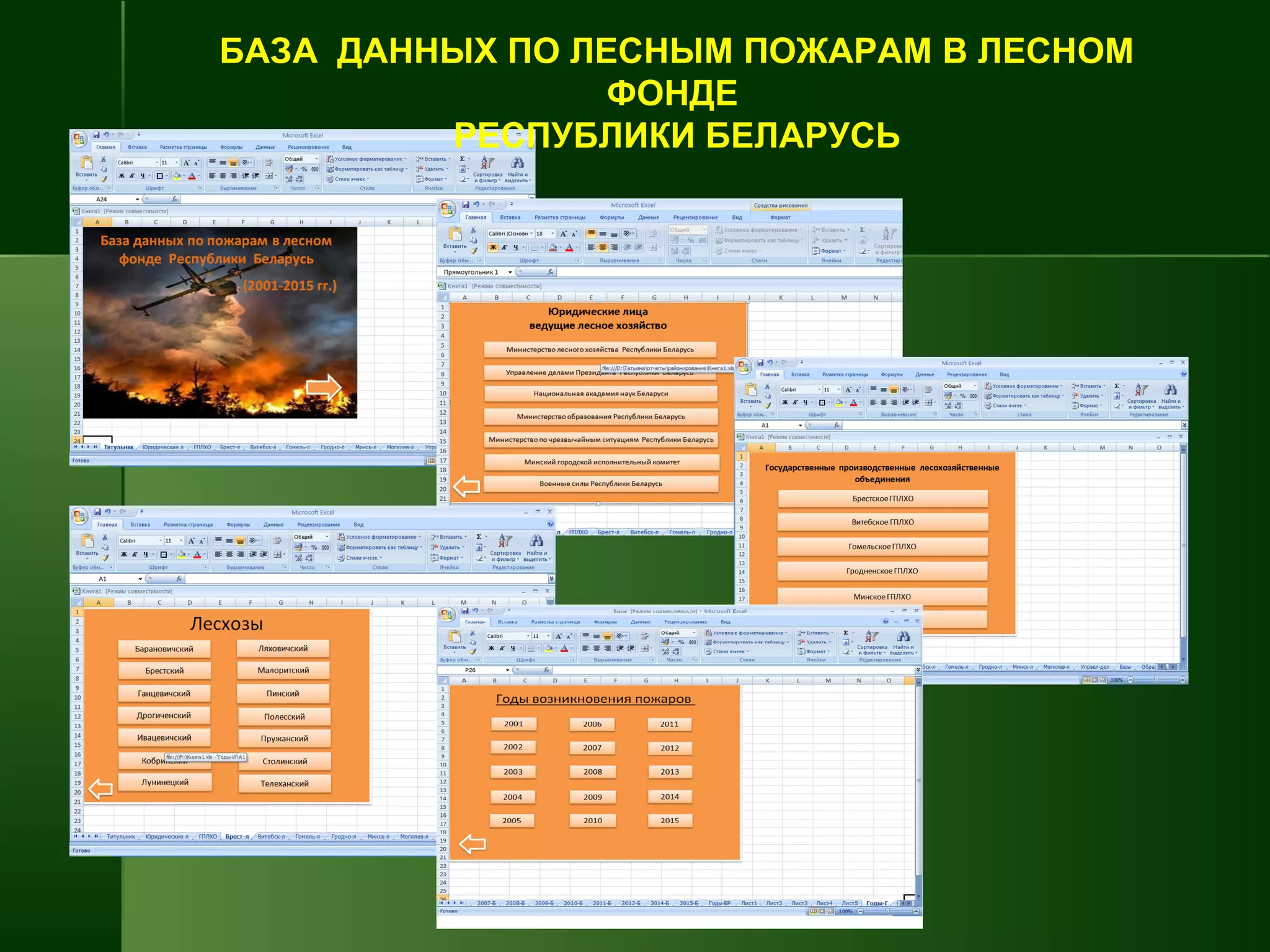 БАЗА ДАННЫХ ПО ЛЕСНЫМ ПОЖАРАМ В ЛЕСНОМ
ФОНДЕ
РЕСПУБЛИКИ БЕЛАРУСЬ
 