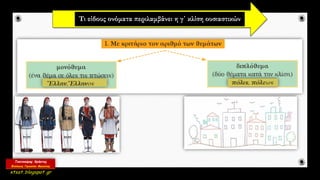 Τι είδους ονόματα περιλαμβάνει η γ΄ κλίση ουσιαστικών
 