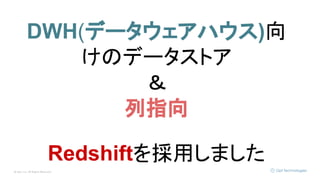 © Opt, Inc. All Rights Reserved.
DWH(データウェアハウス)向
けのデータストア
＆
列指向
Redshiftを採用しました
 