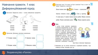 Навчання грамоти. 1 клас
Диференційований підхід
 