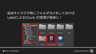 #UE4Osaka
追加キャラクタ毎にフォルダ分けをしておけば
LabelによるChunk ID管理が簡単に！
 
