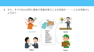● さて、すべての人が同じ意味で言葉を使うことを目指す・・・ことは可能でし
ょうか？
 