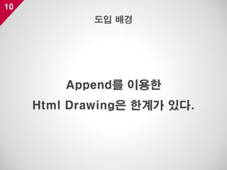 10
Append를 이용한
Html Drawing은 한계가 있다.
도입 배경
 