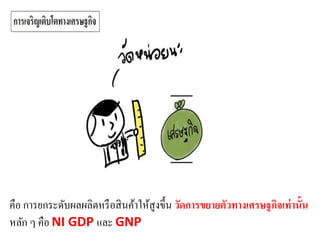 คือ การยกระดับผลผลิตหรือสินค้าให้สูงขึ้น วัดการขยายตัวทางเศรษฐกิจเท่านั้น
หลัก ๆ คือ NI GDP และ GNP
 