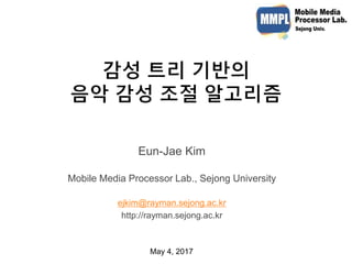 Eun-Jae Kim
Mobile Media Processor Lab., Sejong University
ejkim@rayman.sejong.ac.kr
http://rayman.sejong.ac.kr
May 4, 2017
 