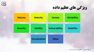‫داده‬ ‫عظیم‬ ‫های‬ ‫ویژگی‬
‫ک‬ ‫و‬ ‫کسب‬ ‫و‬ ‫داده‬‫عظیم‬ ‫گری‬‫تحلیل‬ ‫گروه‬‫ار‬
 