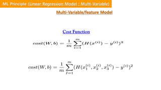 Cost Function
ML Principle (Linear Regression Model : Multi-Variable)
Multi-Variable/feature Model
 