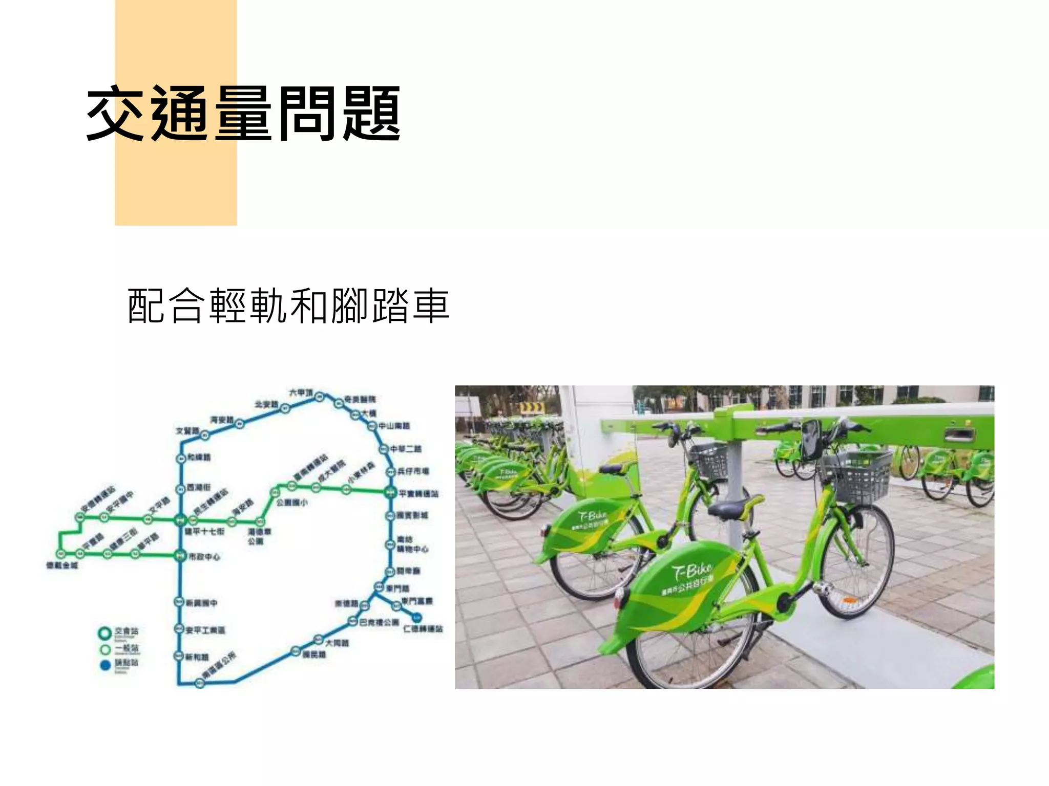 交通量問題
配合輕軌和腳踏車
 