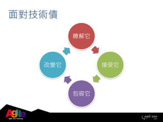 瞭解它
接受它
包容它
改變它
面對技術債
 
