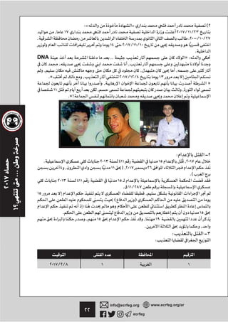 ٢٢ ecrfeg
info@ecrfeg.org www.ecrfeg.org/ar
:- - (٢
, ١٧ ٢٠١٧/١١/٢٣
. ،٢٠٠٠/١٠/٢٧
١٤ ٢٠١٧/١١/١٠ ًّ
.
DNA .. » :
, ,
, , ,
.« , ٢٠١٧/١٢/٤ ١٣
, »
١١ , ,
.«!
: -٢
. ٢٠١٣ ٤١١ ١٥ ,٢٠١٧
٤ , ًّ ١١ ),٢٠١٧ ٢٦
.(
٢٠١٣ ٤١١ ١٥
.¯١١/٢٨٧
١٥ ,
( )
‫؛‬
. ١٥
, ١٥ , ١٩
. ,
: -٣
:
١١٢٠١٧/٢/٨
 