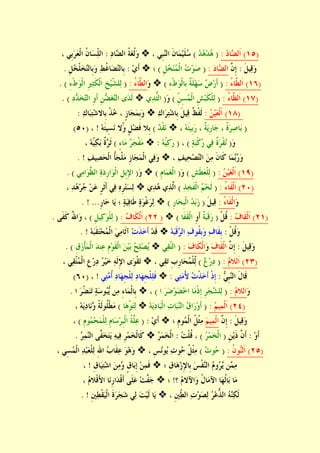 )١٥(‫ﻀ‬‫ﹶﻟ‬‫ﺍ‬‫ﺩ‬‫ﺎ‬:)‫ﺪ‬‫ﻫ‬‫ﺪ‬‫ﻫ‬(‫ﻨ‬‫ﺍﻟ‬ ‫ﹶ‬‫ﻥ‬‫ﺎ‬‫ﻤ‬‫ﻴ‬‫ﹶ‬‫ﻠ‬‫ﺳ‬، ‫ﹺﻲ‬‫ﺒ‬‫ﹸ‬‫ﺔ‬‫ﻐ‬‫ﹸ‬‫ﻟ‬‫ﻭ‬‫ﻀ‬‫ﺍﻟ‬‫ﺩ‬‫ﺎ‬:، ‫ﹺﻲ‬‫ﺑ‬‫ﺮ‬‫ﻌ‬‫ﹾ‬‫ﻟ‬‫ﺍ‬ ‫ﹸ‬‫ﻥ‬‫ﺎ‬‫ﺴ‬ّ‫ﻠ‬‫ﺍﻟ‬
‫ﹶ‬‫ﻞ‬‫ﻴ‬‫ﻗ‬‫ﻭ‬:‫ﱠ‬‫ﻥ‬‫ﹺ‬‫ﺇ‬‫ﻀ‬‫ﺍﻟ‬‫ﺩ‬‫ﺎ‬:)‫ﹺ‬‫ﻞ‬‫ﺨ‬‫ﻨ‬‫ﻤ‬‫ﹾ‬‫ﻟ‬‫ﺍ‬ ‫ﺕ‬‫ﻮ‬‫ﺻ‬(‫؛‬‫ﻱ‬‫ﹶ‬‫ﺃ‬:‫ﺘ‬‫ﹺﺎﻟ‬‫ﺑ‬‫ﻭ‬ ‫ﻂ‬‫ﹸ‬‫ﻏ‬‫ﺎ‬‫ﻀ‬‫ﺘ‬‫ﹺﺎﻟ‬‫ﺑ‬‫ﹺ‬‫ﻞ‬‫ﺨ‬‫ﹾ‬‫ﻠ‬‫ﺨ‬.
)١٦(‫ﱠ‬‫ﻄ‬‫ﹶﻟ‬‫ﺍ‬ُ‫ﺀ‬‫ﺎ‬:)ِ‫ﺀ‬‫ﹾ‬‫ﻁ‬‫ﻮ‬‫ﹾ‬‫ﻟ‬‫ﹺﺎ‬‫ﺑ‬ ‫ﹲ‬‫ﺔ‬‫ﹶ‬‫ﻠ‬‫ﻬ‬‫ﺳ‬ ‫ﺽ‬‫ﺭ‬‫ﹶ‬‫ﺃ‬(‫ﻭ‬‫ﱠ‬‫ﻄ‬‫ﺍﻟ‬ُ‫ﺀ‬‫ﺎ‬:)ِ‫ﺀ‬‫ﹾ‬‫ﻁ‬‫ﻮ‬‫ﹾ‬‫ﻟ‬‫ﺍ‬ ‫ﹺ‬‫ﲑ‬‫ﺜ‬‫ﹶ‬‫ﻜ‬‫ﹾ‬‫ﻟ‬‫ﺍ‬ ‫ﹺ‬‫ﺦ‬‫ﻴ‬ّ‫ﺸ‬‫ﻠ‬‫ﻟ‬. (
)١٧(‫ﱠ‬‫ﻈ‬‫ﹶﻟ‬‫ﺍ‬ُ‫ﺀ‬‫ﺎ‬:)ّ‫ﹺ‬‫ﻦ‬ِ‫ﺴ‬‫ﻤ‬‫ﹾ‬‫ﻟ‬‫ﺍ‬ ‫ﹺ‬‫ﺶ‬‫ﺒ‬‫ﹶ‬‫ﻜ‬‫ﹾ‬‫ﻠ‬‫ﻟ‬(‫ﻭ‬)‫ﱡ‬‫ﺜ‬‫ﺍﻟ‬‫ﻱ‬‫ﺪ‬‫ﺪ‬‫ﺨ‬‫ﺘ‬‫ﺍﻟ‬ ‫ﹺ‬‫ﻭ‬‫ﹶ‬‫ﺃ‬ ‫ﹺ‬‫ﻦ‬‫ﻀ‬‫ﻐ‬‫ﺘ‬‫ﺍﻟ‬ ‫ﻯ‬‫ﺪ‬‫ﹶ‬‫ﻟ‬‫ﺩ‬. (
)١٨(‫ﻦ‬‫ﻴ‬‫ﻌ‬‫ﹾ‬‫ﻟ‬‫ﹶ‬‫ﺍ‬:‫ﻙ‬‫ﺍ‬‫ﺮ‬‫ﺘ‬‫ﺷ‬‫ﹺﺎ‬‫ﺑ‬ ‫ﹶ‬‫ﻞ‬‫ﻴ‬‫ﻗ‬ ‫ﹲ‬‫ﻆ‬‫ﹾ‬‫ﻔ‬‫ﹶ‬‫ﻟ‬‫ﻙ‬‫ﺎ‬‫ﺒ‬‫ﺘ‬‫ﺷ‬‫ﹺﺎﻻ‬‫ﺑ‬ ‫ﹾ‬‫ﺬ‬‫ﺧ‬ ، ‫ﹴ‬‫ﺯ‬‫ﺎ‬‫ﺠ‬‫ﻤ‬‫ﹺ‬‫ﺑ‬‫ﻭ‬:
)‫ﹲ‬‫ﺓ‬‫ﺮ‬‫ﺻ‬‫ﺎ‬‫ﺑ‬،‫ﹲ‬‫ﺔ‬‫ﻳ‬‫ﹺ‬‫ﺭ‬‫ﺎ‬‫ﺟ‬،‫ﻪ‬‫ﹶ‬‫ﺌ‬‫ﹺﻴ‬‫ﺑ‬‫ﺭ‬،‫ﺪ‬‫ﹾ‬‫ﻘ‬‫ﻧ‬(‫ﻪ‬‫ﹶ‬‫ﺌ‬‫ِﻴ‬‫ﺴ‬‫ﻧ‬ ‫ّﻻ‬‫ﻭ‬ ‫ﹴ‬‫ﻞ‬‫ﻀ‬‫ﹶ‬‫ﻓ‬ ‫ﹺﻼ‬‫ﺑ‬!،)٥٠(
‫ﻭ‬)‫ﺔ‬‫ﺒ‬‫ﹾ‬‫ﻛ‬‫ﺭ‬ ‫ﻲ‬‫ﻓ‬ ‫ﹲ‬‫ﺓ‬‫ﺮ‬‫ﹾ‬‫ﻘ‬‫ﻧ‬(،)‫ﻪ‬ّ‫ﻴ‬‫ﻛ‬‫ﺭ‬:ٍ‫ﺀ‬‫ﺎ‬‫ﻣ‬ ‫ﺮ‬‫ﺠ‬‫ﹾ‬‫ﻔ‬‫ﻣ‬(‫ﺮ‬‫ﹶ‬‫ﺛ‬، ‫ﻪ‬ّ‫ﻴ‬‫ﻜ‬‫ﺑ‬ ‫ﹲ‬‫ﺓ‬
‫ﺘ‬‫ﺍﻟ‬ ‫ﻦ‬‫ﻣ‬ ‫ﹶ‬‫ﻥ‬‫ﹶﺎ‬‫ﻛ‬ ‫ﺎ‬‫ﻤ‬‫ﺑ‬‫ﺭ‬‫ﻭ‬، ‫ﻒ‬‫ﻴ‬‫ﺤ‬‫ﺼ‬‫ﻒ‬‫ﻴ‬‫ﺼ‬‫ﺤ‬‫ﹾ‬‫ﻟ‬‫ﺍ‬ ‫ﹸ‬‫ﺄ‬‫ﺠ‬‫ﹾ‬‫ﻠ‬‫ﻣ‬ ‫ﹺ‬‫ﺯ‬‫ﺎ‬‫ﺠ‬‫ﻤ‬‫ﹾ‬‫ﻟ‬‫ﺍ‬ ‫ﻲ‬‫ﻓ‬‫ﻭ‬. !
)١٩(‫ﻦ‬‫ﻴ‬‫ﻐ‬‫ﹾ‬‫ﻟ‬‫ﹶ‬‫ﺍ‬:)‫ﹺ‬‫ﺶ‬‫ﹶ‬‫ﻄ‬‫ﻌ‬‫ﹾ‬‫ﻠ‬‫ﻟ‬(‫ﻭ‬)‫ﹺ‬‫ﻡ‬‫ﺎ‬‫ﻤ‬‫ﻐ‬‫ﹾ‬‫ﻟ‬‫ﺍ‬(‫ﻭ‬)‫ﱠ‬‫ﻈ‬‫ﺍﻟ‬ ‫ﺓ‬‫ﺩ‬‫ﹺ‬‫ﺭ‬‫ﺍ‬‫ﻮ‬‫ﹾ‬‫ﻟ‬‫ﺍ‬ ‫ﹺ‬‫ﻞ‬‫ﹺ‬‫ﺑ‬ِ‫ﻹ‬‫ﺍ‬‫ﻲ‬‫ﻣ‬‫ﺍ‬‫ﻮ‬. (
)٢٠(ُ‫ﺀ‬‫ﹶﺎ‬‫ﻔ‬‫ﹾ‬‫ﻟ‬‫ﹶ‬‫ﺍ‬:)‫ﺬ‬‫ﺨ‬‫ﹶ‬‫ﻔ‬‫ﹾ‬‫ﻟ‬‫ﺍ‬ ‫ﻢ‬‫ﺤ‬‫ﹶ‬‫ﻟ‬(‫ﱠ‬‫ﻟ‬‫ﺍ‬‫ﻱ‬‫ﺪ‬‫ﻫ‬ ‫ﻱ‬‫ﺬ‬، ‫ﺪ‬‫ﻫ‬‫ﺮ‬‫ﺟ‬ ‫ﻦ‬‫ﻋ‬ ‫ﹴ‬‫ﺮ‬‫ﹶ‬‫ﺛ‬‫ﹶ‬‫ﺃ‬ ‫ﻲ‬‫ﻓ‬ ‫ﻩ‬‫ﹺ‬‫ﺮ‬‫ﺘ‬‫ﺴ‬‫ﻟ‬
‫ﻭ‬ُ‫ﺀ‬‫ﹶﺎ‬‫ﻔ‬‫ﹾ‬‫ﻟ‬‫ﺍ‬:‫ﹶ‬‫ﻞ‬‫ﻴ‬‫ﻗ‬)‫ﹺ‬‫ﺭ‬‫ﺎ‬‫ﺤ‬‫ﹺ‬‫ﺒ‬‫ﹾ‬‫ﻟ‬‫ﺍ‬ ‫ﺪ‬‫ﺑ‬‫ﺯ‬(‫ﹺ‬‫ﺭ‬‫ﺎ‬‫ﺣ‬ ‫ﺎ‬‫ﻳ‬ ‫؛‬ ‫ﺔ‬‫ﻴ‬‫ﻓ‬‫ﹶﺎ‬‫ﻃ‬ ‫ﺓ‬‫ﻮ‬‫ﹾ‬‫ﻏ‬‫ﺮ‬‫ﻟ‬. ! ...
)٢١(‫ﻑ‬‫ﹶﺎ‬‫ﻘ‬‫ﹾ‬‫ﻟ‬‫ﹶ‬‫ﺍ‬:‫ﹾ‬‫ﻞ‬‫ﹸ‬‫ﻗ‬)‫ﹲ‬‫ﺔ‬‫ﺒ‬‫ﹶ‬‫ﻗ‬‫ﺭ‬‫ﹺ‬‫ﻭ‬‫ﹶ‬‫ﺃ‬‫ﹶﺎ‬‫ﻔ‬‫ﹶ‬‫ﻘ‬‫ﹾ‬‫ﻟ‬‫ﺍ‬()٢٢(‫ﻑ‬‫ﹶﺎ‬‫ﻜ‬‫ﹾ‬‫ﻟ‬‫ﹶ‬‫ﺍ‬:)‫ﹺ‬‫ﻞ‬‫ﻴ‬‫ﻛ‬‫ﻮ‬‫ﹾ‬‫ﻠ‬‫ﻟ‬(،‫ﹶﻰ‬‫ﻔ‬‫ﹶ‬‫ﻛ‬ ُ‫ﷲ‬‫ﺍ‬‫ﻭ‬.
‫ﹾ‬‫ﻞ‬‫ﹸ‬‫ﻗ‬‫ﻭ‬:‫ﻭ‬ ‫ﻑ‬‫ﹶﺎ‬‫ﻘ‬‫ﹺ‬‫ﺑ‬‫ﺮ‬‫ﺍﻟ‬ ‫ﻑ‬‫ﹸﻮ‬‫ﻘ‬‫ﹺ‬‫ﺑ‬‫ﻪ‬‫ﺒ‬‫ﹶ‬‫ﻗ‬‫ﺪ‬‫ﹶ‬‫ﻗ‬‫ﺕ‬‫ﹶ‬‫ﺬ‬‫ﺧ‬‫ﹶ‬‫ﺃ‬‫ﻪ‬‫ﺒ‬‫ﹶ‬‫ﻘ‬‫ﺘ‬‫ﺤ‬‫ﻤ‬‫ﹾ‬‫ﻟ‬‫ﺍ‬ ‫ﻲ‬‫ﻣ‬‫ﹶﺎ‬‫ﺛ‬‫ﺁ‬. !
‫ﹶ‬‫ﻞ‬‫ﻴ‬‫ﻗ‬‫ﻭ‬:‫ﱠ‬‫ﻥ‬‫ﹺ‬‫ﺇ‬‫ﻑ‬‫ﹶﺎ‬‫ﻘ‬‫ﹾ‬‫ﻟ‬‫ﺍ‬‫ﻭ‬‫ﻑ‬‫ﹶﺎ‬‫ﻜ‬‫ﹾ‬‫ﻟ‬‫ﺍ‬:)‫ﻲ‬‫ﻘ‬ّ‫ﺘ‬‫ﺍﻟ‬‫ﹺ‬‫ﻕ‬‫ﺯ‬‫ﹾ‬‫ﺄ‬‫ﻤ‬‫ﹾ‬‫ﻟ‬‫ﺍ‬ ‫ﺪ‬‫ﻨ‬‫ﻋ‬ ‫ﹺ‬‫ﻡ‬‫ﻮ‬‫ﹶ‬‫ﻘ‬‫ﹾ‬‫ﻟ‬‫ﺍ‬ ‫ﻦ‬‫ﻴ‬‫ﺑ‬ ‫ﺢ‬‫ﻠ‬‫ﺼ‬‫ﻳ‬. (
)٢٣(‫ﻡ‬‫ﹶﻟﻼ‬‫ﺍ‬:)‫ﻉ‬‫ﺭ‬‫ﺩ‬(، ‫ﻲ‬‫ﻘ‬‫ﺗ‬ ‫ﹺ‬‫ﺏ‬‫ﹺ‬‫ﺭ‬‫ﺎ‬‫ﺤ‬‫ﻤ‬‫ﹾ‬‫ﻠ‬ّ‫ﻟ‬‫ﻘ‬ّ‫ﺘ‬‫ﻤ‬‫ﹾ‬‫ﻟ‬‫ﺍ‬ ‫ﹺ‬‫ﻉ‬‫ﺭ‬‫ﺩ‬ ‫ﺮ‬‫ﻴ‬‫ﺧ‬ ‫ﻪ‬‫ﹶ‬‫ﻟ‬ِ‫ﻹ‬‫ﺍ‬ ‫ﻯ‬‫ﻮ‬‫ﹾ‬‫ﻘ‬‫ﺗ‬، ‫ﻲ‬
‫ﻲ‬‫ﹺ‬‫ﺒ‬‫ﻨ‬‫ﺍﻟ‬ ‫ﹶ‬‫ﻝ‬‫ﹶﺎ‬‫ﻗ‬:‫ﻲ‬‫ﺘ‬‫ﻣ‬ْ‫ﻷ‬ ‫ﺕ‬‫ﹾ‬‫ﺬ‬‫ﺧ‬‫ﹶ‬‫ﺃ‬ ‫ﹾ‬‫ﺫ‬‫ﹺ‬‫ﺇ‬:‫ﻣ‬‫ﹸ‬‫ﺃ‬ ‫ﺩ‬‫ﺎ‬‫ﻬ‬‫ﹺ‬‫ﺠ‬‫ﹾ‬‫ﻠ‬‫ﻟ‬ ‫ﺩ‬‫ﺎ‬‫ﻬ‬‫ﹺ‬‫ﺠ‬‫ﹾ‬‫ﻠ‬‫ﻠ‬‫ﹶ‬‫ﻓ‬‫ﻲ‬‫ﺘ‬!،)٦٠(
‫ﻭ‬‫ﻡ‬‫ﺍﻟﻼ‬:)‫ﺸ‬‫ﻠ‬‫ﻟ‬‫ﺮ‬‫ﺿ‬‫ﻮ‬‫ﻀ‬‫ﺧ‬‫ﺍ‬ ‫ﺎ‬‫ﻣ‬‫ﹾ‬‫ﺫ‬‫ﹺ‬‫ﺇ‬ ‫ﹺ‬‫ﺮ‬‫ﺠ‬‫ﺍ‬(،‫ﻳ‬ ‫ﻦ‬‫ﻣ‬ ِ‫ﺀ‬‫ﺎ‬‫ﻤ‬‫ﹾ‬‫ﻟ‬‫ﹺﺎ‬‫ﺑ‬‫ﺮ‬ّ‫ﻀ‬‫ﻨ‬‫ﺗ‬ ‫ﺔ‬‫ﺳ‬‫ﻮ‬‫ﺒ‬‫ﺍ‬.
)٢٤(‫ﻢ‬‫ﻴ‬‫ﻤ‬‫ﹾ‬‫ﻟ‬‫ﹶ‬‫ﺍ‬:)‫ﻨ‬‫ﺍﻟ‬ ‫ﻕ‬‫ﺍ‬‫ﺭ‬‫ﻭ‬‫ﹶ‬‫ﺃ‬‫ﻪ‬‫ﻳ‬‫ﺩ‬‫ﺎ‬‫ﺒ‬‫ﹾ‬‫ﻟ‬‫ﺍ‬ ‫ﺕ‬‫ﺎ‬‫ﺒ‬‫ﺎ‬‫ﻫ‬ّ‫ﹺ‬‫ﻮ‬‫ﺘ‬‫ﻟ‬(‫ﻭ‬ ‫ﹰ‬‫ﺔ‬‫ﹶ‬‫ﻟ‬‫ﹸﻮ‬‫ﻠ‬‫ﹾ‬‫ﻄ‬‫ﻣ‬، ‫ﻪ‬‫ﻳ‬‫ﺩ‬‫ﺎ‬‫ﻧ‬
‫ﹶ‬‫ﻞ‬‫ﻴ‬‫ﻗ‬‫ﻭ‬:‫ﱠ‬‫ﻥ‬‫ﹺ‬‫ﺇ‬‫ﻢ‬‫ﻴ‬‫ﻤ‬‫ﹾ‬‫ﻟ‬‫ﺍ‬‫؛‬ ‫ﹺ‬‫ﻡ‬‫ﻮ‬‫ﻤ‬‫ﹾ‬‫ﻟ‬‫ﺍ‬ ‫ﹸ‬‫ﻞ‬‫ﹾ‬‫ﺜ‬‫ﻣ‬‫ﻱ‬‫ﹶ‬‫ﺃ‬) :َ‫ﱠ‬‫ﻠ‬‫ﻋ‬‫ﹺ‬‫ﻡ‬‫ﻮ‬‫ﻤ‬‫ﺤ‬‫ﻤ‬‫ﹾ‬‫ﻠ‬‫ﻟ‬ ‫ﹺ‬‫ﻡ‬‫ﺎ‬‫ﺳ‬‫ﺮ‬‫ﹺ‬‫ﺒ‬‫ﹾ‬‫ﻟ‬‫ﺍ‬ ‫ﹸ‬‫ﺔ‬(،
‫ﻭ‬‫ﹶ‬‫ﺃ‬:‫ﱠ‬‫ﻥ‬‫ﹶ‬‫ﺃ‬‫ﹺ‬‫ﻦ‬‫ﻳ‬‫ﹶ‬‫ﺫ‬)‫ﺮ‬‫ﻤ‬‫ﺨ‬‫ﹾ‬‫ﻟ‬‫ﺍ‬(‫ﺖ‬‫ﹾ‬‫ﻠ‬‫ﹸ‬‫ﻗ‬ ،:‫ﺮ‬‫ﻤ‬‫ﺨ‬‫ﹾ‬‫ﻟ‬‫ﺍ‬‫ﹶ‬‫ﻛ‬‫ﻨ‬‫ﺍﻟ‬ ‫ﱠﻰ‬‫ﻔ‬‫ﺨ‬‫ﺘ‬‫ﻳ‬ ‫ﻪ‬‫ﻴ‬‫ﻓ‬ ‫ﹺ‬‫ﺮ‬‫ﻤ‬‫ﺨ‬‫ﹾ‬‫ﻟ‬‫ﺎ‬‫ﺮ‬‫ﻤ‬.
)٢٥(‫ﻨ‬‫ﹶﻟ‬‫ﺍ‬‫ﹸ‬‫ﻥ‬‫ﻮ‬:)‫ﺕ‬‫ﻮ‬‫ﺣ‬(، ‫ﹺ‬‫ﺲ‬‫ﻧ‬‫ﻮ‬‫ﻳ‬ ‫ﺕ‬‫ﻮ‬‫ﺣ‬ ‫ﹸ‬‫ﻞ‬‫ﹾ‬‫ﺜ‬‫ﻣ‬‫ﺏ‬‫ﹶﺎ‬‫ﻘ‬‫ﻋ‬ ‫ﻮ‬‫ﻫ‬‫ﻭ‬، ‫ِﻲ‬‫ﺴ‬‫ﻤ‬‫ﹾ‬‫ﻟ‬‫ﺍ‬ ‫ﺪ‬‫ﺒ‬‫ﻌ‬‫ﹾ‬‫ﻠ‬‫ﻟ‬ ِ‫ﷲ‬‫ﺍ‬
‫ﻨ‬‫ﺍﻟ‬ ‫ﻡ‬‫ﻭ‬‫ﺮ‬‫ﻳ‬ ‫ﻦ‬‫ﻤ‬‫ﻣ‬‫؛‬ ‫ﹺ‬‫ﻕ‬‫ﺎ‬‫ﻫ‬‫ﺯ‬ِ‫ﻹ‬‫ﹺﺎ‬‫ﺑ‬ ‫ﺲ‬‫ﹾ‬‫ﻔ‬‫ﻭ‬ ‫ﹴ‬‫ﻕ‬‫ﺎ‬‫ﺑ‬‫ﹺ‬‫ﺇ‬ ‫ﻦ‬‫ﻤ‬‫ﹶ‬‫ﻓ‬‫ﹺ‬‫ﻕ‬‫ﺎ‬‫ﻴ‬‫ﺘ‬‫ﺷ‬‫ﺍ‬ ‫ﻦ‬‫ﻣ‬!،
‫؟‬ ‫ﻡ‬‫ﺍﻵﻻ‬‫ﻭ‬ ‫ﹸ‬‫ﻝ‬‫ﺎ‬‫ﻣ‬‫ﺍﻵ‬ ‫ﺎ‬‫ﻬ‬‫ﹸ‬‫ﻟ‬‫ﺎ‬‫ﺑ‬ ‫ﺎ‬‫ﻣ‬!‫؛‬‫ﱠ‬‫ﻔ‬‫ﺟ‬، ‫ﻡ‬‫ﹾﻼ‬‫ﻗ‬َ‫ﻷ‬‫ﺍ‬ ‫ﺎ‬‫ﻧ‬‫ﹺ‬‫ﺭ‬‫ﺍ‬‫ﺪ‬‫ﹾ‬‫ﻗ‬‫ﹶ‬‫ﺃ‬ ‫ﹶﻰ‬‫ﻠ‬‫ﻋ‬ ‫ﺖ‬
‫ﱡ‬‫ﺬ‬‫ﺍﻟ‬ ‫ﻪ‬‫ﻨ‬‫ﻜ‬‫ﹶ‬‫ﻟ‬، ‫ﹺ‬‫ﲔ‬ّ‫ﻄ‬‫ﺍﻟ‬ ‫ﺕ‬‫ﻮ‬‫ﺼ‬‫ﻟ‬ ‫ﺮ‬‫ﻋ‬‫ﹶ‬‫ﺓ‬‫ﺮ‬‫ﺠ‬‫ﺷ‬ ‫ﻲ‬‫ﻟ‬ ‫ﺖ‬‫ﻴ‬‫ﹶ‬‫ﻟ‬ ‫ﺎ‬‫ﻳ‬‫ﹺ‬‫ﲔ‬‫ﻄ‬‫ﹾ‬‫ﻘ‬‫ﻴ‬‫ﹾ‬‫ﻟ‬‫ﺍ‬. !
 