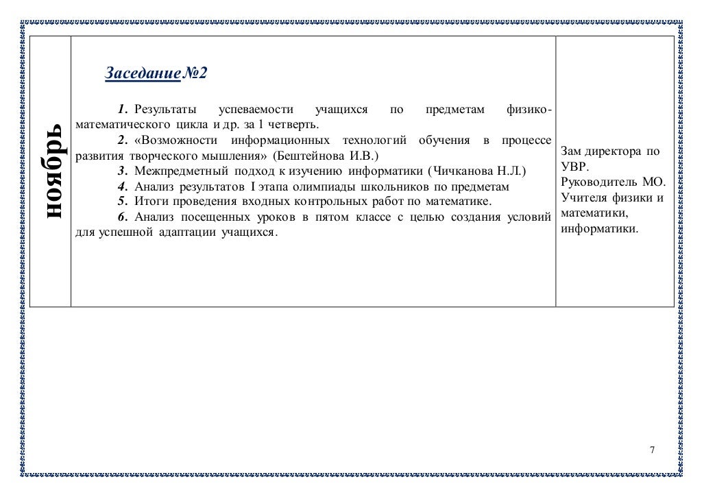 Протокол естественно математического цикла. Протокол естественно математического цикла