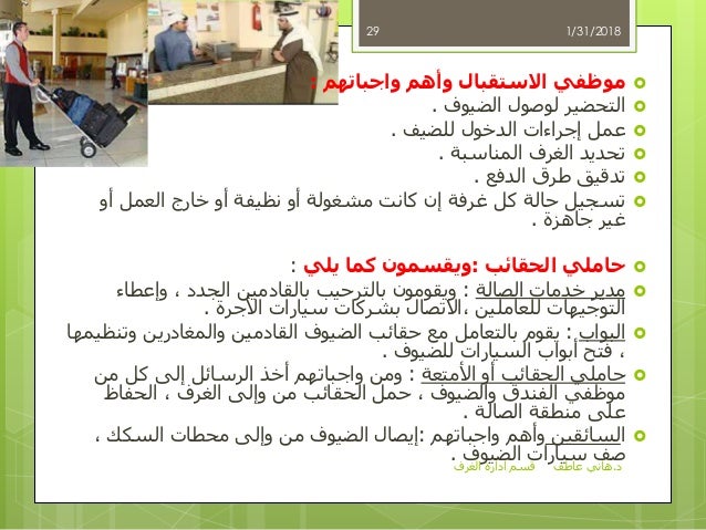 قسم إدارة الغرف د.هاني عاطف المكاتب الامامية و ا…