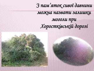 З пам’яток сивої давнини
можна назвати залишки
моголи при
Хоростківській дорозі
 