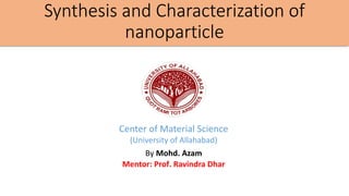 Synthesis and Characterization of nanoparticle | PDF