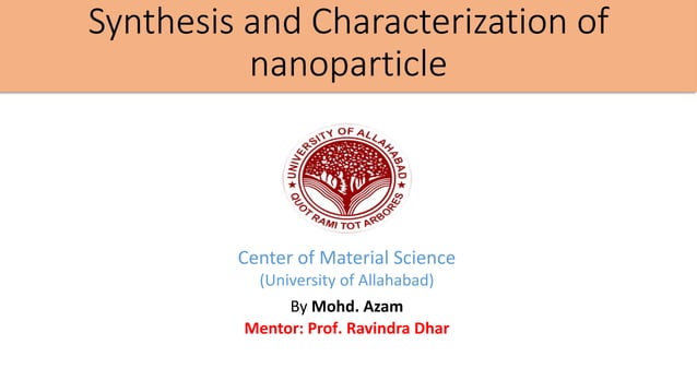 Synthesis and Characterization of nanoparticle | PDF