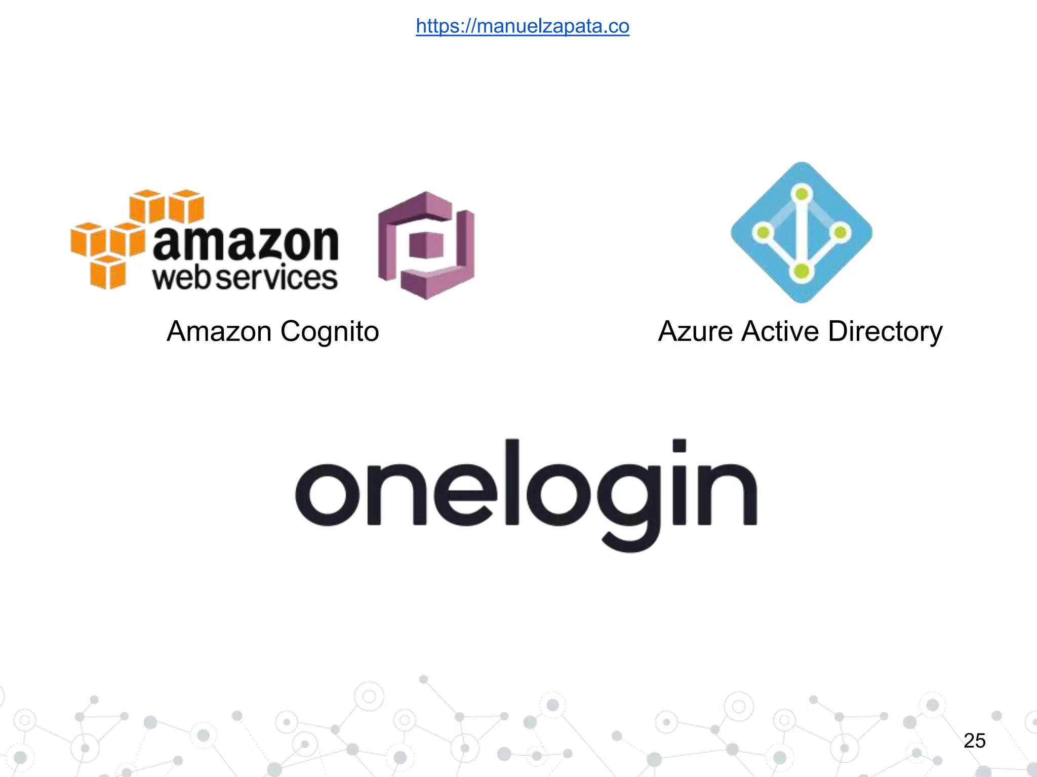 https://manuelzapata.co
25
Amazon Cognito Azure Active Directory
 