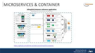 @RobinSedlaczek
RobinSedlaczek.com
MICROSERVICES & CONTAINER
https://github.com/dotnet-architecture/eShopOnContainers
 