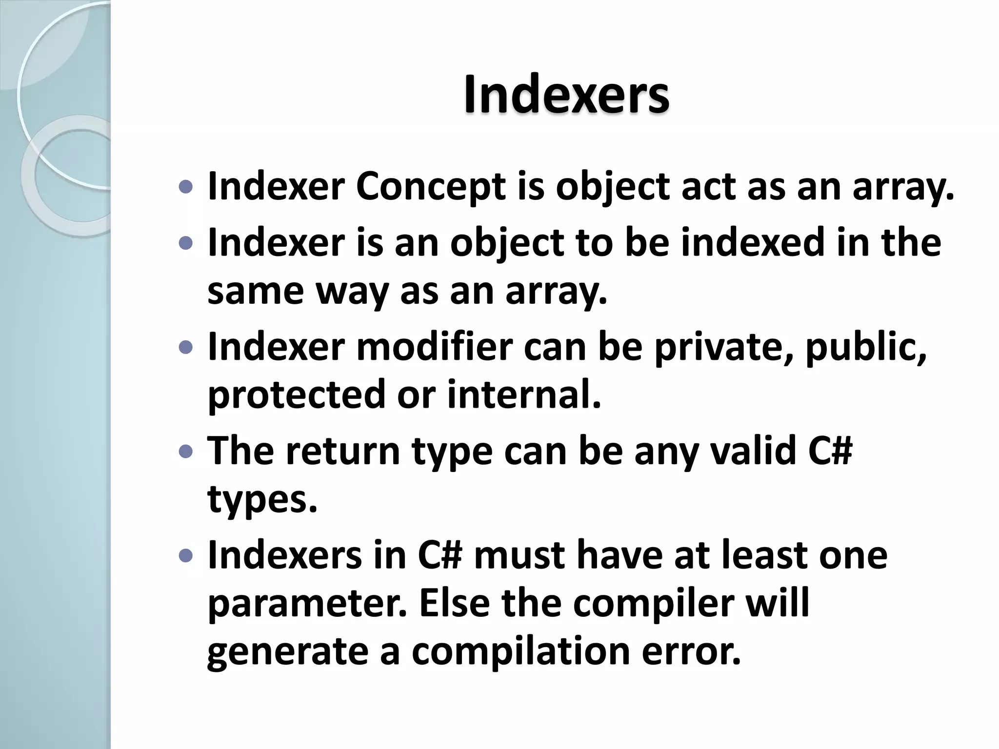 Properties and Indexers | PPT