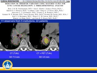11 observers from 5 institutions, 22 patients

 
