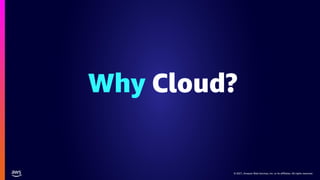 © 2021, Amazon Web Services, Inc. or its affiliates. All rights reserved.
© 2021, Amazon Web Services, Inc. or its affiliates. All rights reserved.
Why Cloud?
 