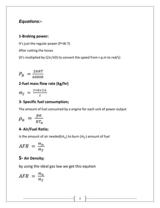 I.C ENGINE LAB. Performance of The Four Strokes Diesel Engine | PDF