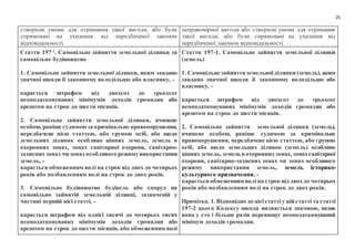 25
створили умови для отримання такої вигоди, або були
спрямовані на ухилення від передбаченої законом
відповідальності.
неправомірної вигоди або створили умови для отримання
такої вигоди, або були спрямовані на ухилення від
передбаченої законом відповідальності.
Стаття 197-1
. Самовільне зайняття земельної ділянки та
самовільне будівництво
1. Самовільне зайняття земельної ділянки, яким завдано
значної шкоди її законному володільцю або власнику, -
карається штрафом від двохсот до трьохсот
неоподатковуваних мінімумів доходів громадян або
арештом на строк до шести місяців.
2. Самовільне зайняття земельної ділянки, вчинене
особою, раніше судимоюза кримінальне правопорушення,
передбачене цією статтею, або групою осіб, або щодо
земельних ділянок особливо цінних земель, земель в
охоронних зонах, зонах санітарної охорони, санітарно-
захиснихзонахчи зонахособливого режимувикористання
земель, -
карається обмеженням волі на строк від двох до чотирьох
років або позбавленням волі на строк до двох років.
3. Самовільне будівництво будівель або споруд на
самовільно зайнятій земельній ділянці, зазначеній у
частині першій цієї статті, -
карається штрафом від однієї тисячі до чотирьох тисяч
неоподатковуваних мінімумів доходів громадян або
арештом на строк до шести місяців, або обмеженням волі
Стаття 197-1. Самовільне зайняття земельної ділянки
(земель)
1. Самовільнезайняттяземельноїділянки (земель), яким
завдано значної шкоди її законному володільцю або
власнику, -
карається штрафом від двохсот до трьохсот
неоподатковуваних мінімумів доходів громадян або
арештом на строк до шести місяців.
2. Самовільне зайняття земельної ділянки (земель),
вчинене особою, раніше судимою за кримінальне
правопорушення, передбачене цією статтею, або групою
осіб, або щодо земельних ділянок (земель) особливо
ціннихземель, земель вохороннихзонах, зонахсанітарної
охорони, санітарно-захисних зонах чи зонах особливого
режиму використання земель, земель історико-
культурного призначення, -
караєтьсяобмеженням воліна строк від двохдо чотирьох
років або позбавленням волі на строк до двох років.
Примітка. 1. Відповідно до цієїстатті у цій статті та статті
197-2 цього Кодексу шкода визнається значною, якщо
вона у сто і більше разів перевищує неоподатковуваний
мінімум доходів громадян.
 