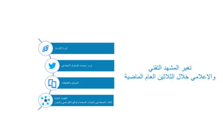 ‫اإلنترنت‬ ‫ثورة‬
‫االجتماعي‬ ‫التواصل‬ ‫منصات‬ ‫بروز‬
‫والتطبيقات‬ ‫الموبايل‬
‫الناشئة‬ ‫التقنيات‬
‫و‬ ‫االفتراضي‬ ‫والواقع‬ ‫الضخمة‬ ‫والبيانات‬ ‫االصطناعي‬ ‫الذكاء‬
‫المعزز‬
‫التقني‬ ‫المشهد‬ ‫تغير‬
‫الماض‬ ‫العام‬ ‫الثالثين‬ ‫خالل‬ ‫واإلعالمي‬
‫ية‬
 