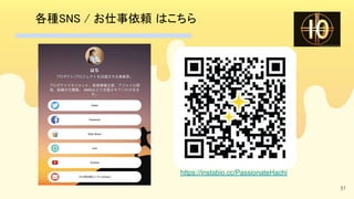 各種SNS / お仕事依頼 はこちら 
51
https://instabio.cc/PassionateHachi
 