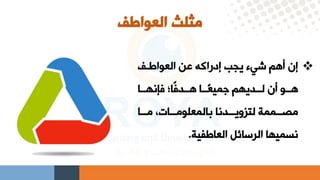 ‫العواطف‬ ‫مثلث‬
❖
‫العواطيف‬ ‫عن‬ ‫إدراكه‬ ‫يجب‬ ‫شقء‬ ‫أهم‬ ‫إا‬
‫ييا‬
‫ي‬‫نه‬ ‫ف‬ ‫اا‬‫ف‬‫هييد‬ ‫دييا‬‫ع‬‫همي‬ ‫لييديهم‬ ‫أا‬ ‫هييو‬
‫ييا‬‫ي‬‫م‬ ،‫ييات‬‫ي‬‫بالمعلوم‬ ‫ييدنا‬‫ي‬‫لتلوي‬ ‫ييممة‬‫ي‬‫مص‬
‫العاطفية‬ ‫الرعائل‬ ‫نسميها‬
.
 